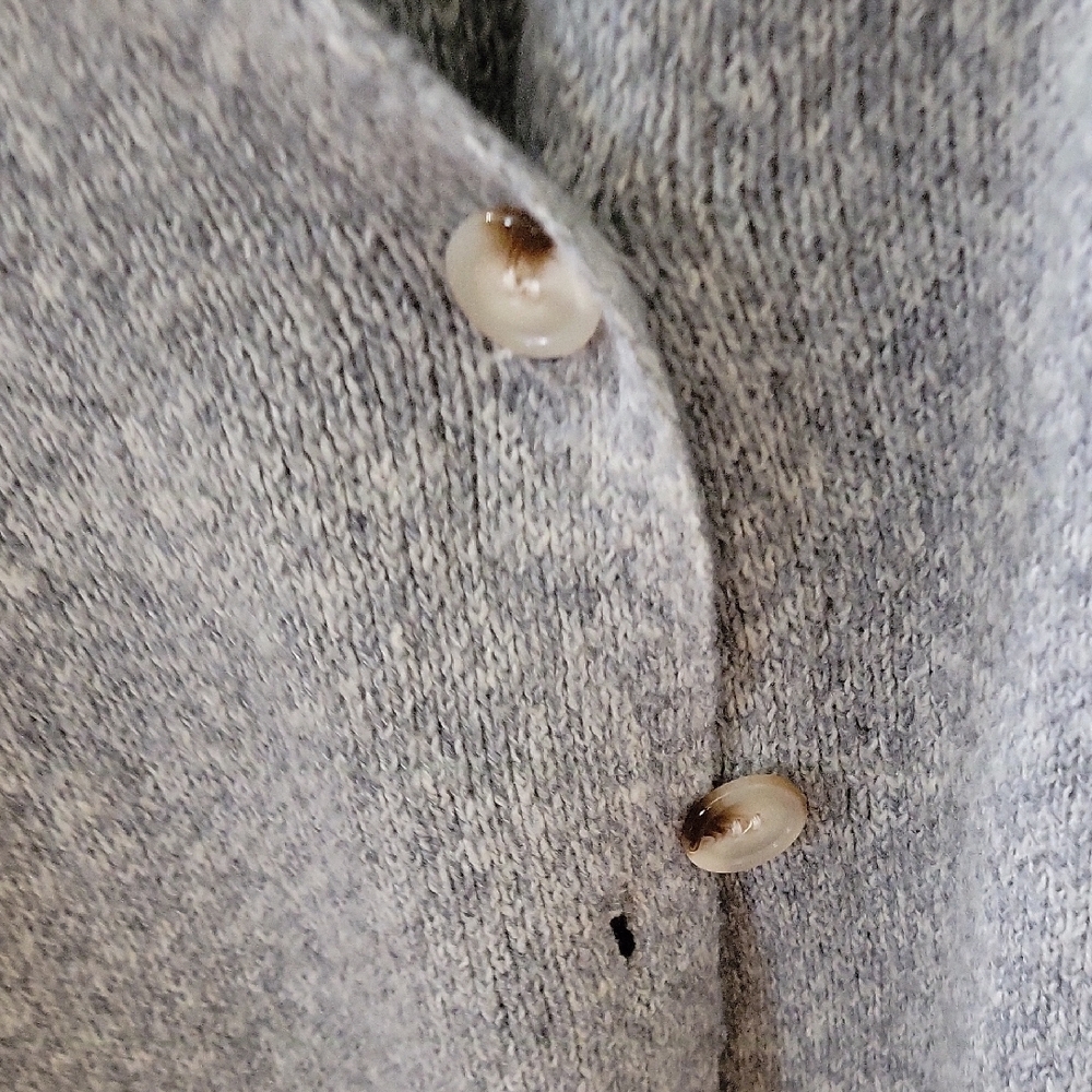 Women's Sweater, Gray With Floral On Shoulder - Picture 4 of 5